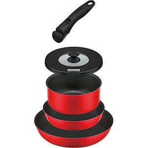 サーモス デュラブルシリーズ 取っ手のとれるフライパン5点セットCA ガス火専用 ブライトレッド KSC-5A BTR｜hapitize