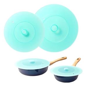 アイメディア シリコンフライパンカバー 2枚組 (20-24cm/26-28cm) シリコン蓋 シリコーン 鍋蓋 耐熱 食洗機対応 透明窓付 お｜川西ストア