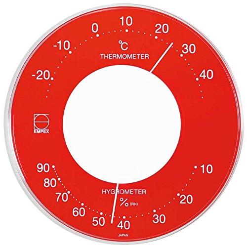 エンペックス気象計 温度湿度計 セレナ カラー温湿度計 置き掛け兼用 日本製 レッド LV-4355...