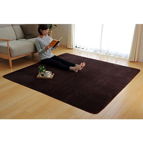 イケヒコ ラグ カーペット 1.5畳 無地 ピオニー 約130×185cm ブラウン 洗える 抗菌 ...