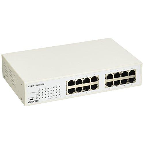 エレコム スイッチングハブ 16ポート 10/100Mbps 金属筺体 電源内蔵 19型ラック取付金...