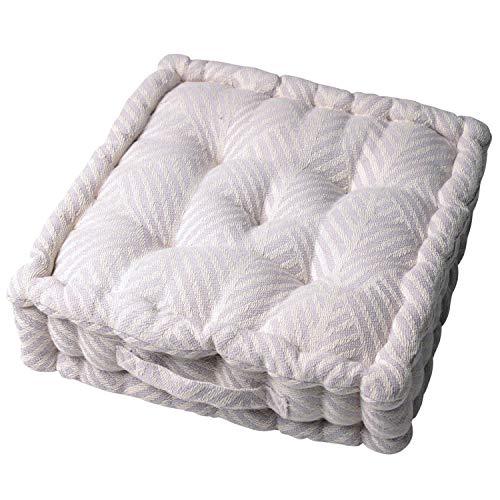 インド綿クッキークッション クラック 約42×42×10cm ホワイト 270061567