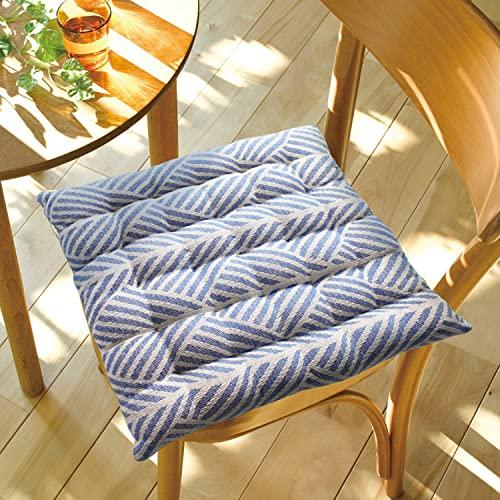 萩原 シートクッション 座布団 ネイビー 約40X40cm 「クラック」 綿100%