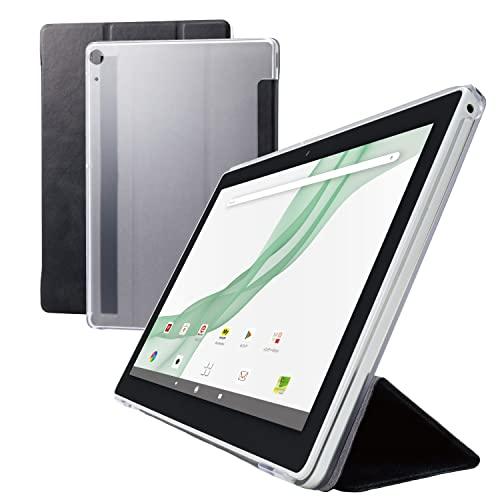 エレコム dtab d-51C フラップケース 背面クリア ソフトレザー 2アングル ブラック TB...
