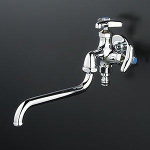 KVK 屋外ホース接続ニップル付二口自在水栓(寒冷地用) K21SPZ