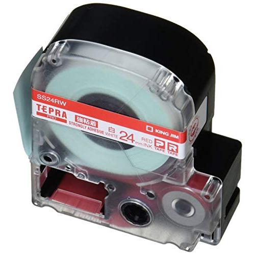 キングジム 【純正】 テプラPROテープカートリッジ 強粘着 24mm 白ラベル/赤文字 長さ8m ...