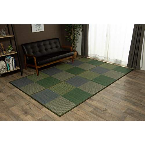 イケヒコ・コーポレーション い草花ござカーペット 『DXピーア』 ブルー 団地間3畳(約170×25...