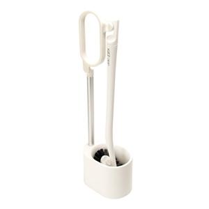 日本クリンテック Ka:z Clean トイレブラシ&スタンド W ホワイト 幅9.5cm 全長46cm 取って付きケース フチ裏に届く お手入｜川西ストア