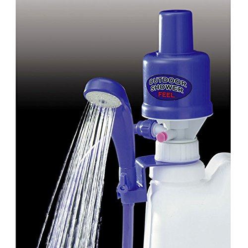 ジェイオーケー アウトドアシャワー　空気圧式ポンプ ブルー　FLP-65　?空気圧で動作し乾電池不要...