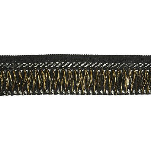 キララフレンジ(ラメ入り) 長さ:220cm ブラック ラメ:ゴールド MKF-BKGO