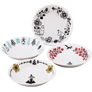 山加商店 MOOMIN ( ムーミン ) 「 ムーミンバレー 」 パスタ皿 カレー皿 4枚セット 直径約21.5cm 電子レンジ 食洗機対応 パ｜hapitize