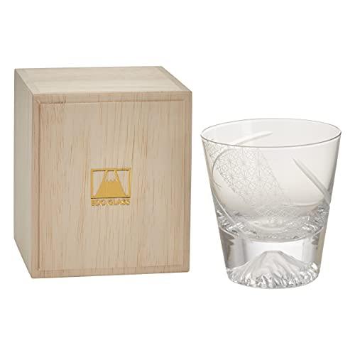 田島硝子 江戸硝子 富士山 ロックグラス 木箱入 (菊繋ぎ 颯)