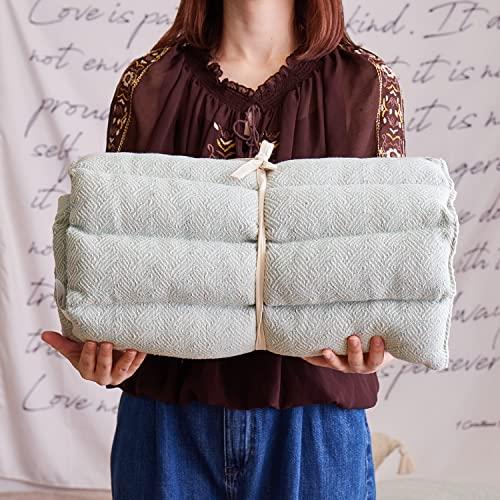 萩原 ロングクッション ブルー 約43×120cm 「アルト」 綿100% 長座布団 ひも付き 枕 ...