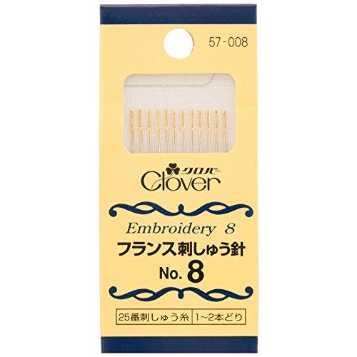 Clover フランス刺しゅう針 No.8 12本入り 57-008 シルバー