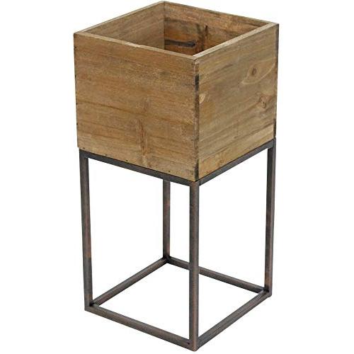 村田屋産業 アイアンスタンド ウッドボックス M 5426