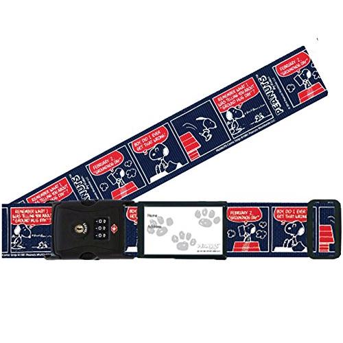日本製 かわいい ワンタッチ スーツケースベルト スヌーピー TSA ロック付き コミックネイビー