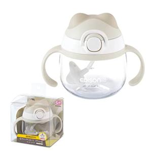 EDISONmama(エジソンママ) あにま〜るマグ 飲むコツがつかめる マグカップ ロック付き もれにくい弁付きストロー 200ml モカ｜hapitize