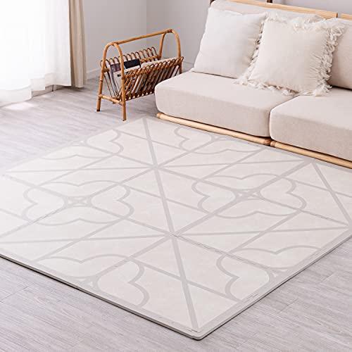 萩原 ジョイントマット アイボリー 約60×60cm 9枚組 サイドパーツ付き 「キュロス」 レトロ...