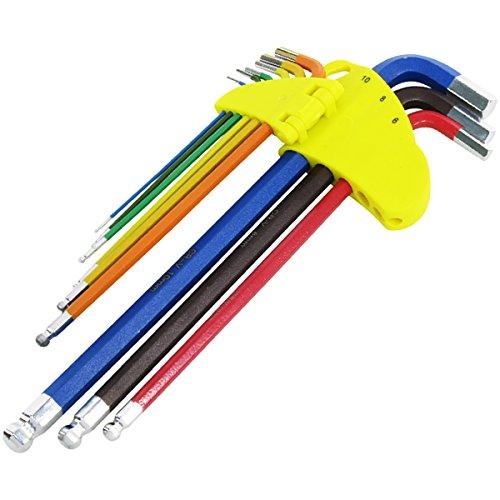 ケンオー(KENOH) カラー ボールポイント六角棒レンチセット 9本組 EXロング