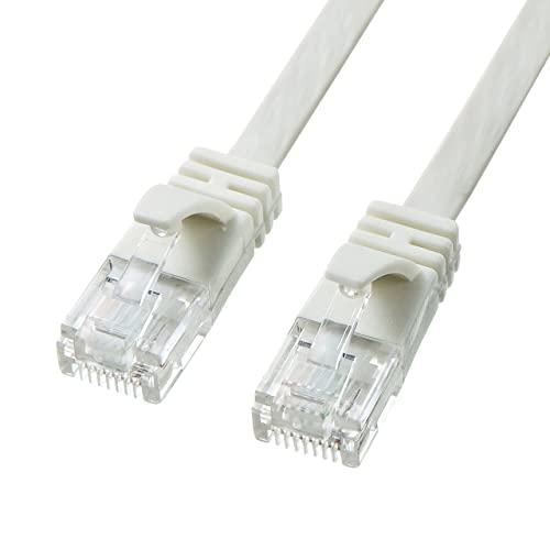 サンワサプライ CAT6A フラットLANケーブル モデム用 (5m) 10Gbps/500MHz ...