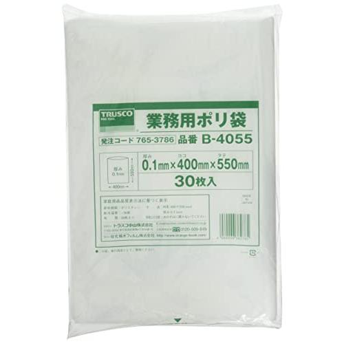 トラスコ中山(TRUSCO) 厚手ポリ袋 透明 縦550×横400×t0.1 30枚入 B-4055