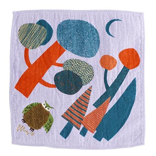 楠橋紋織 morita MiW モコモコドウブツハンカチ ミミズク パープル A-65589-86-...