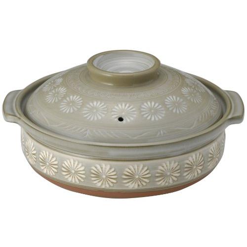 銀峯陶器 【正規品】 銀峯 花三島 汚れにくい 土鍋 IH対応 直火対応 8号 2-3人用 保温性 ...