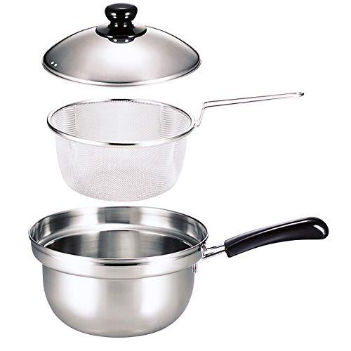 下村企販 片手鍋 ゆで名人 ザル付 20cm 【日本製】パスタ 蕎麦 ラーメン 鍋 ステンレス IH...