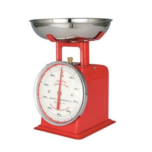 ダルトン(Dulton) アメリカンキッチンスケール 1kg レッド 100-061 本体:スチール...