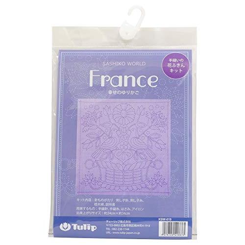 TULIP 手縫いの花ふきんキット SASHIKO WORLD 紫 France 幸せのゆりかご K...