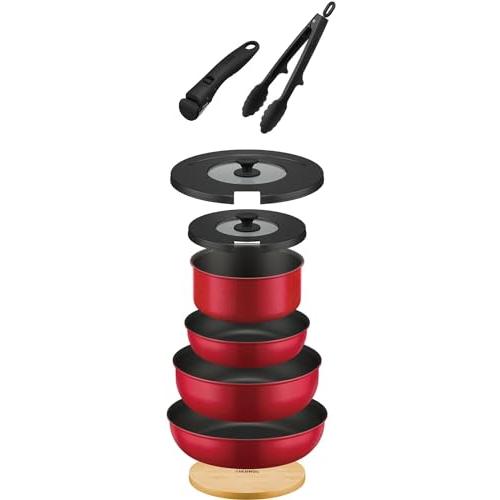 サーモス デュラブルシリーズ 取っ手のとれるフライパン9点セットAA IH対応 レッド KSA-9A...