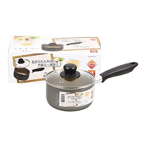 ワコートレーディング ミルクパン グレー 14cm ふっ素加工ガラス蓋付 ディナーズ HB-8010