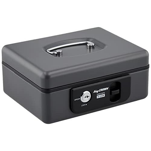 日本アイエスケイ 金庫 ダークグレー 幅19.7 手提げ金庫 鍵式 H-20K