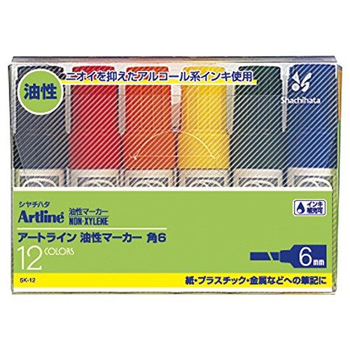 シャチハタ シヤチハタ 油性マーカー アートライン角6 5K-12 12色
