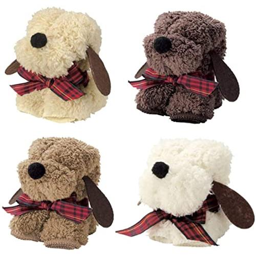 丸辰(Marutatsu) もこもこドッグ ハンカチタオル 4色セット Bset (タオルサイズ 約...