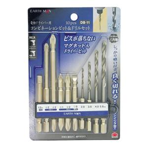 高儀 EARTH MAN コンビネーションビット&ドリルセット 10pcs DB-11｜hapitize