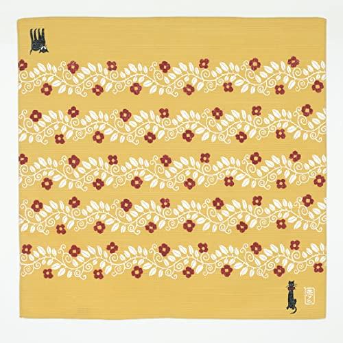 むす美 ふろしき チーフ 竹久夢二 ネコ ヤマブキ 48cm 綿