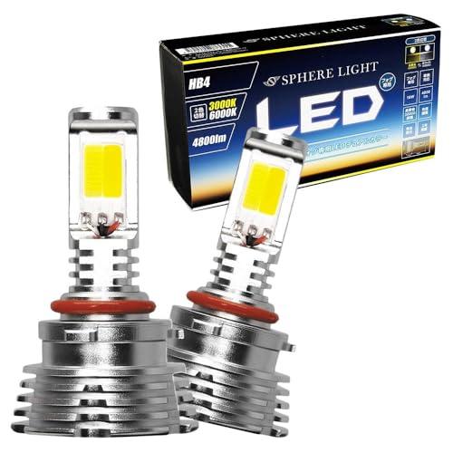 スフィアライト フォグランプ LED 車用 HB4 2色切り替え 6000K 3000K 4800l...