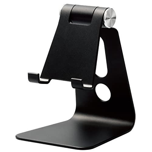 エレコム スマートフォン用スタンド/アルミスタンド/ケーブル差込/ブラック