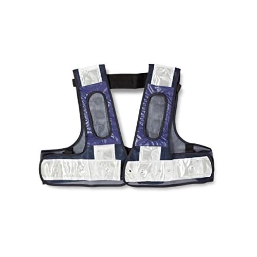 ミズケイ フルハーネス用ＬＥＤ安全ベスト／赤ＬＥＤ「装着できるんです」紺／白