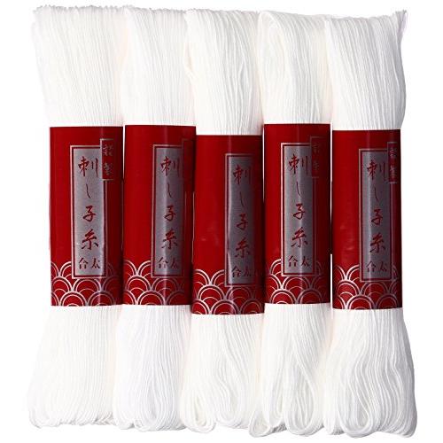 ダルマ 刺し子糸 合太 100m col.1 白 5かせセット