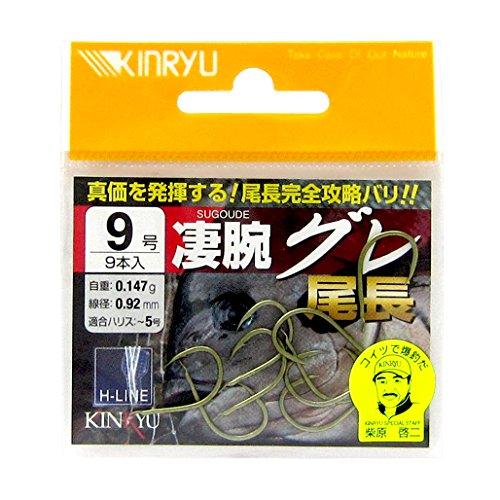 金龍 凄腕グレ 尾長 フック ステルスグリーン 9号 釣り針