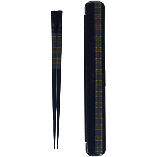 小森樹脂 箸 箸箱 ブリティッシュ 箸・箸箱セットM ネイビー 19.5cm 箸箱はワンプッシュで開...