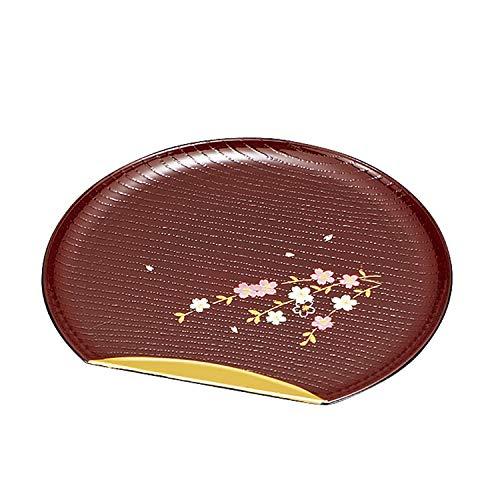 宮本産業 皿 4.5半月銘々皿 溜渕金 花さくら 溜 約12×13×0.8cm