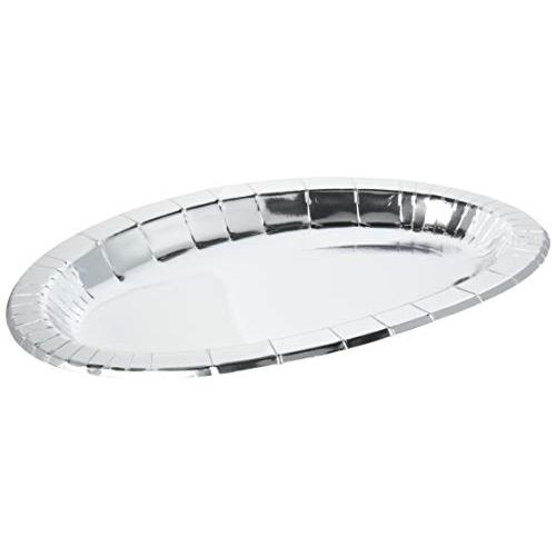 ペーパーウェア(Paperware)パーティープレート 楕円形 36cm 20枚 シルバー色 PYS...