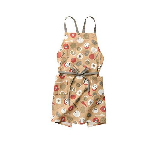 レップ(Rep) habituel(アビチュアル) ベジー エプロン ベージュ 野菜柄 着丈73×幅...