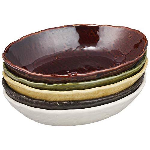 西海陶器楕円 多用 鉢 あじわい 日本製 18.5 × 13.5 cm 5個 セット 13353