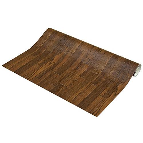 フリーカット 敷くだけリメイク床シート 木目 ダーク 約90×100cm