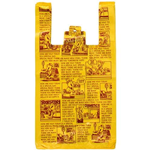 ヘッズ 手提げ袋 レジ袋 24×45×14cm アメリカンコミック Ｍ 100枚イエロー アメコミ ...