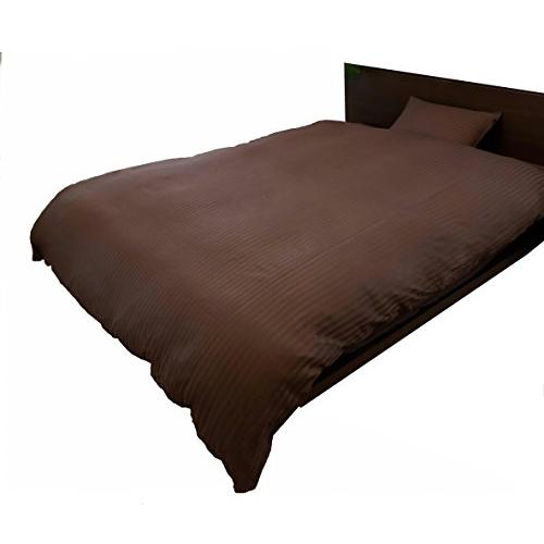 ホテルスタイル サテンストライプカバー レジーナ 掛布団カバー シングルロングサイズ ブラウン HS...